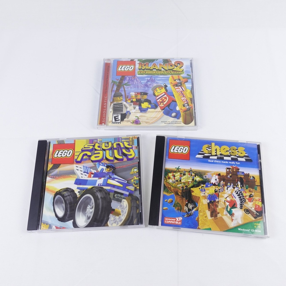 LEGO PC (CD-ROM) 3 Game Lot: LEGO Island 2, LEGO Stunt Rally, And LEGO Chess